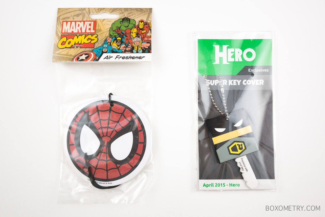 1Up Box April 2015 Spider Man Air Freshener and Batman Key Cover