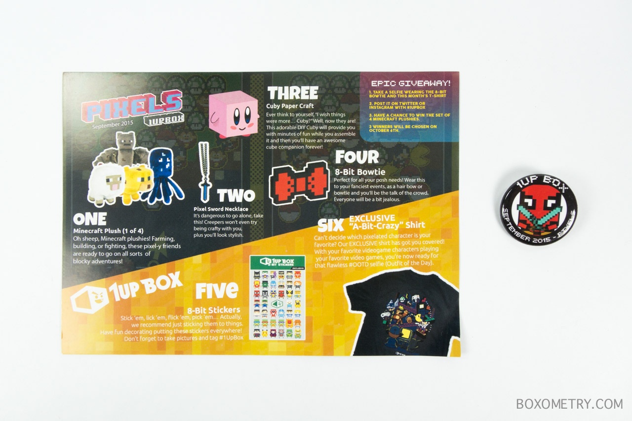 Boxometry 1Up Box September 2015 Review - Detail Card and Pin