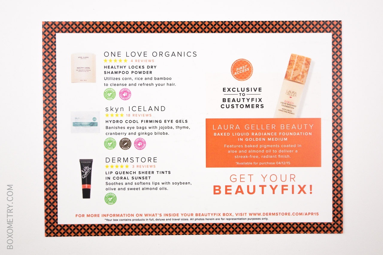 BeautyFIX April 2015 Card Front