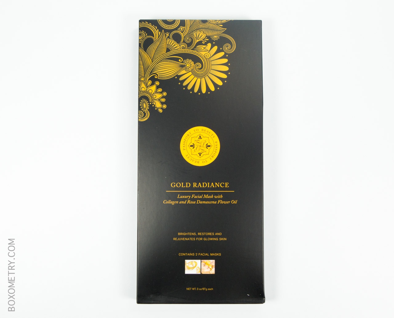 FabFitFun Fall 2015 Boxometry Review - Passport To Beauty Gold Radiance Luxury Facial Mask with Collagen and Rose Oil