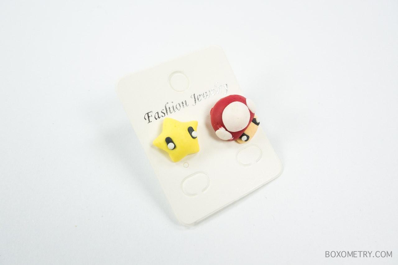 Boxometry Fandom of the Month August Review - Super Mario Mushroom Toad and Invincible Star Earrings