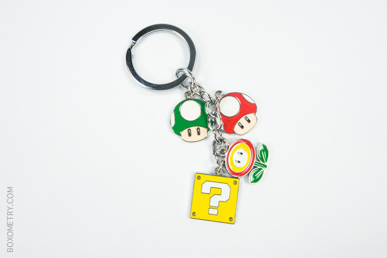 Boxometry Fandom of the Month August Review - Super Mario Mushroom Fire Flower Keychain