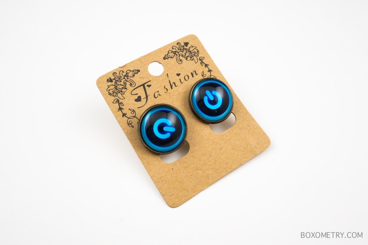 Boxometry Gamer Girl Monthly July 2015 Review - Custom-made Power Button Earrings