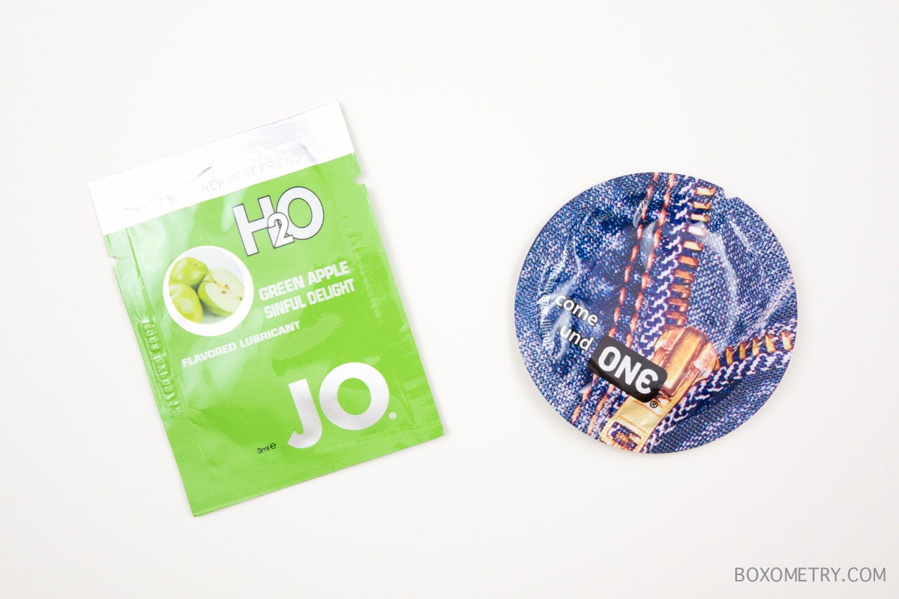 Boxometry Pleasuresack Bag July 2015 Review - System Jo H2O Flavored Lubricant and One Condoms Condom