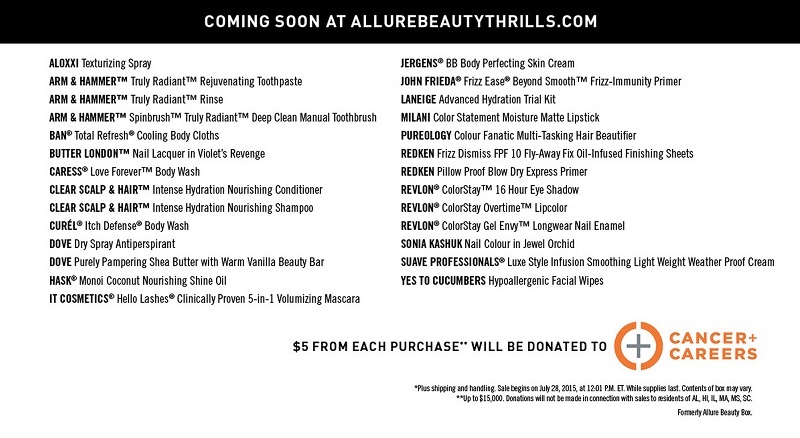 Allure Beauty Thrills July 2015 Box Details