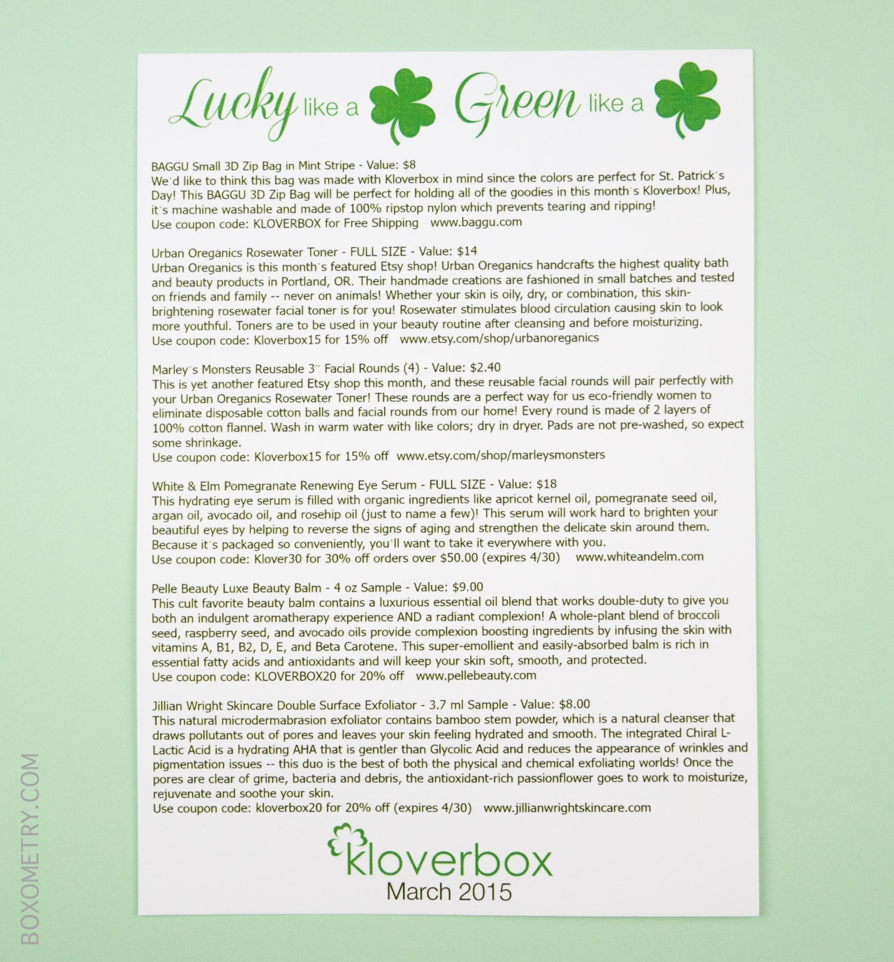 Kloverbox March 2015 Detail Card