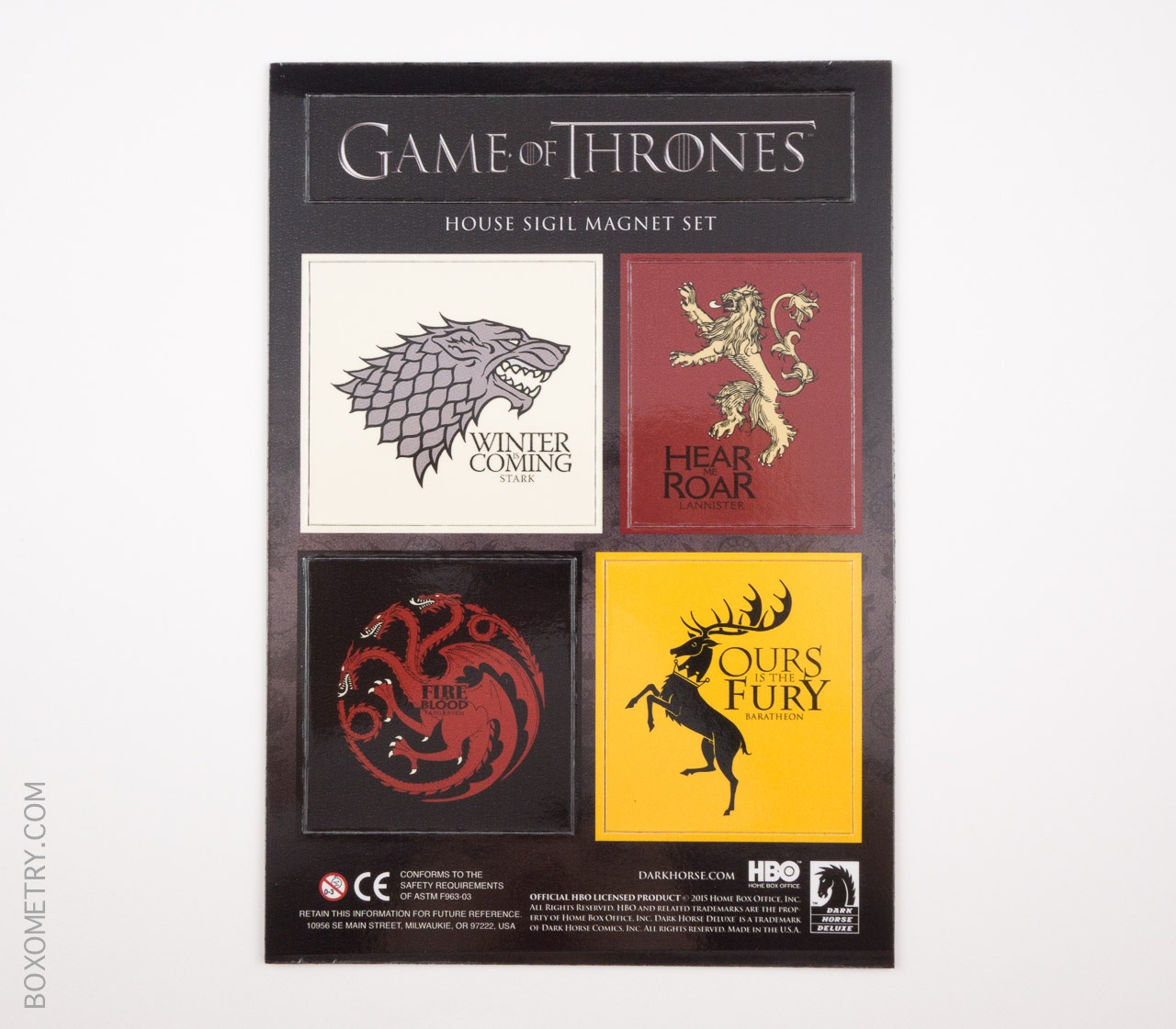 Loot Crate April 2015 Game of Thrones Magnet Set
