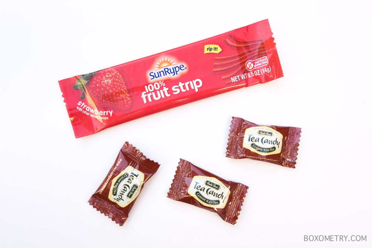Boxometry Love With Food Tasting Box Review - Sunrype Fruit Strips and Balis Best Ice Tea Candy
