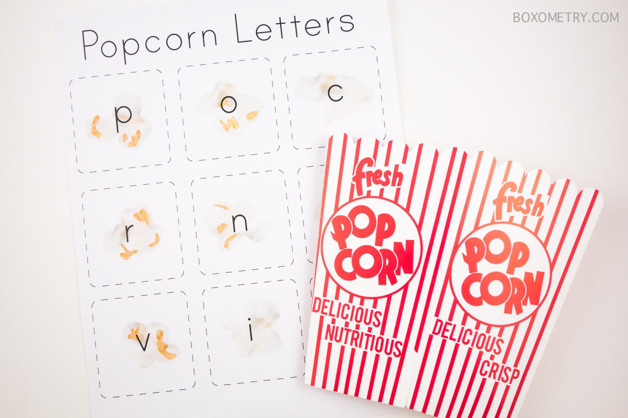 M is for Monster June 2015 Review - Week 3 Activity 2 Popcorn Letter Pop