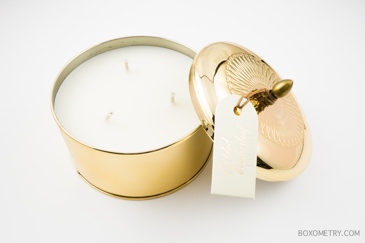 Illume Gilded Amberleaf Metallic Knob Tin 3-Wick Candle
