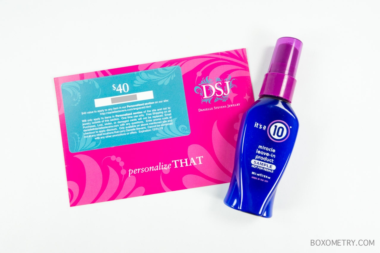 Boxometry POPSUGAR Must Have October Review - Danielle Stevens Monogram Gift Card and It's a 10 Miracle Leave-In Product