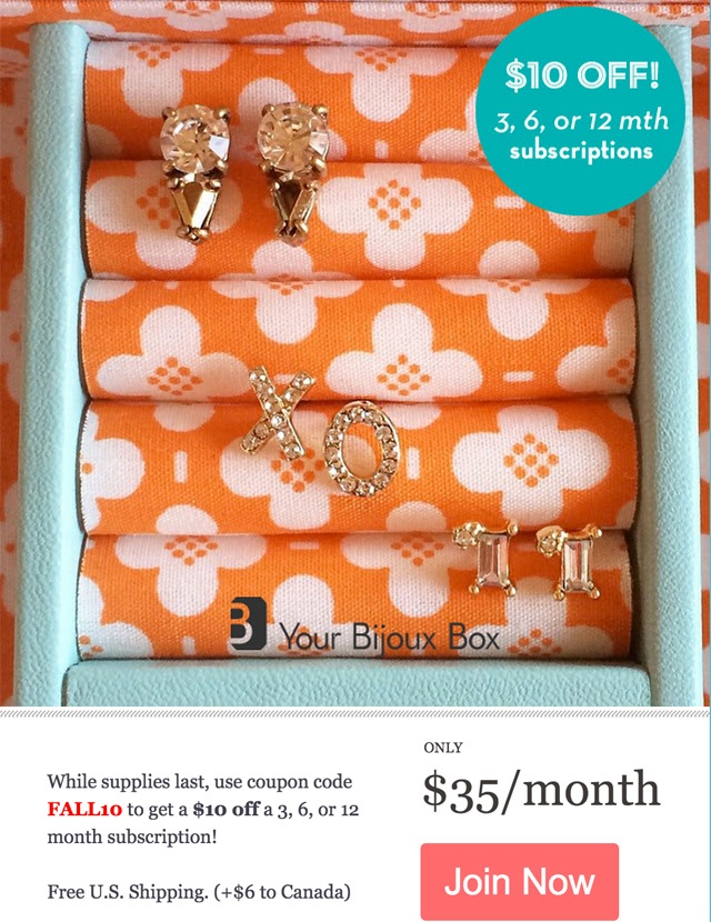 Your Bijoux Box September 2015 $10 Off Offer