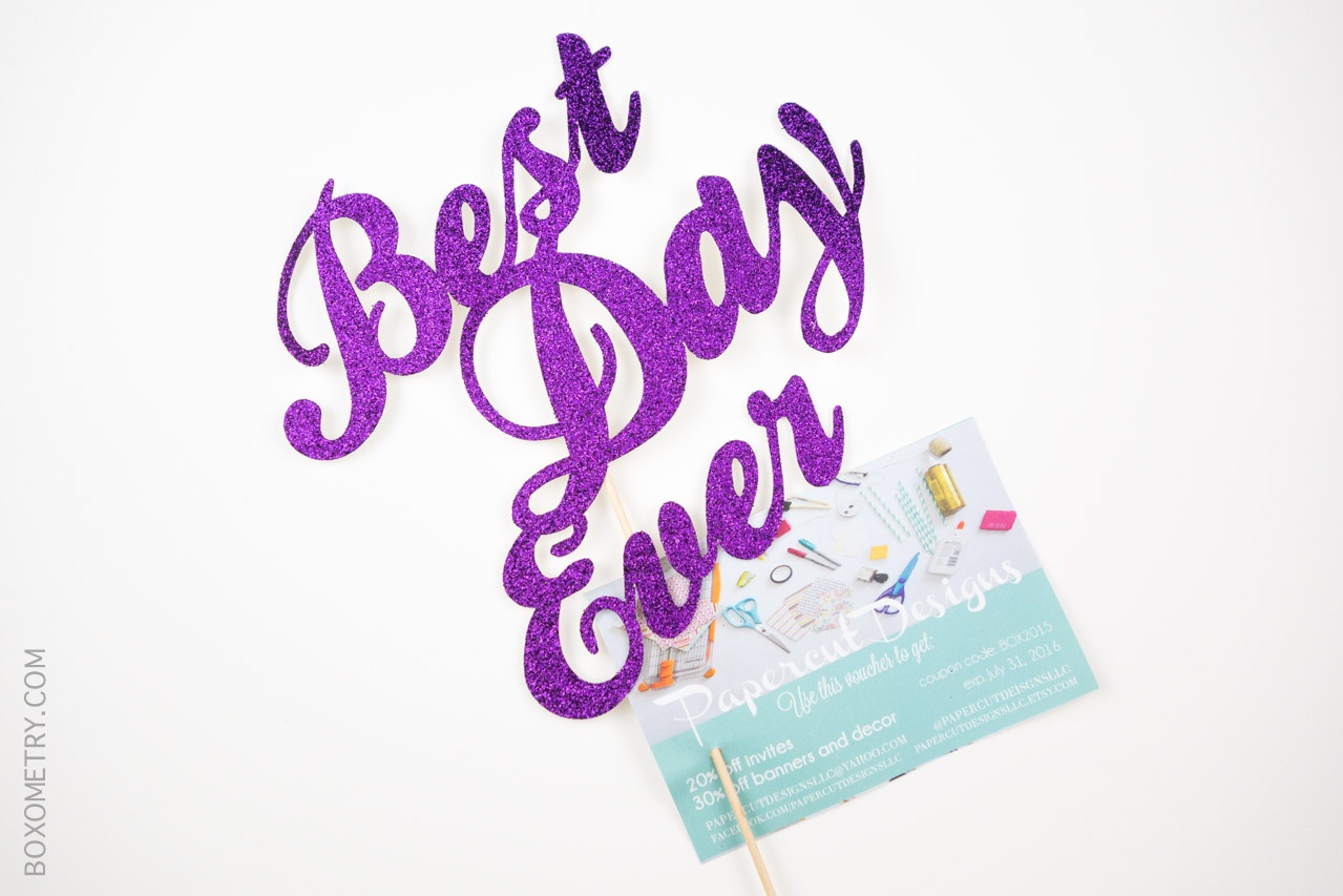 Boxometry July 2015 The Crafty Mail Review - Cake Toppers (Papercut Designs LLC)