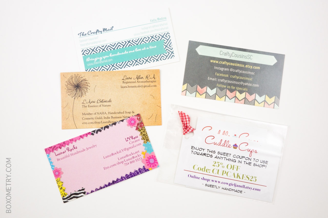 Boxometry Love The Crafty Mail July 2015 Review - Coupons and Business Cards